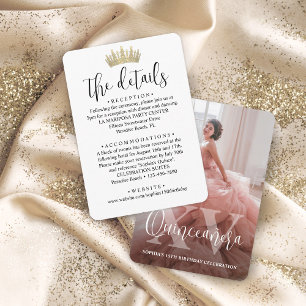 Carte D'accompagnement Détails de photo de Quinceañera moderne XV 15e ann