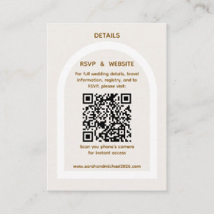Carte D'accompagnement Détails de RSVP de code QR à arc moderne et paille