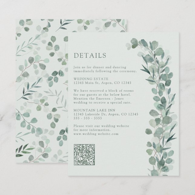Carte D'accompagnement Détails de Sage Eucalyptus (Devant / Derrière)