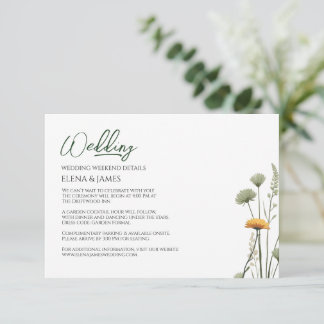 Carte D'accompagnement Détails de week-end Budget de mariage minimal Wild