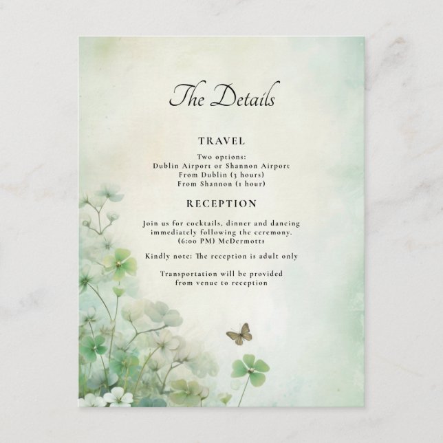 Carte D'accompagnement Détails des champs de trèfle (Devant)