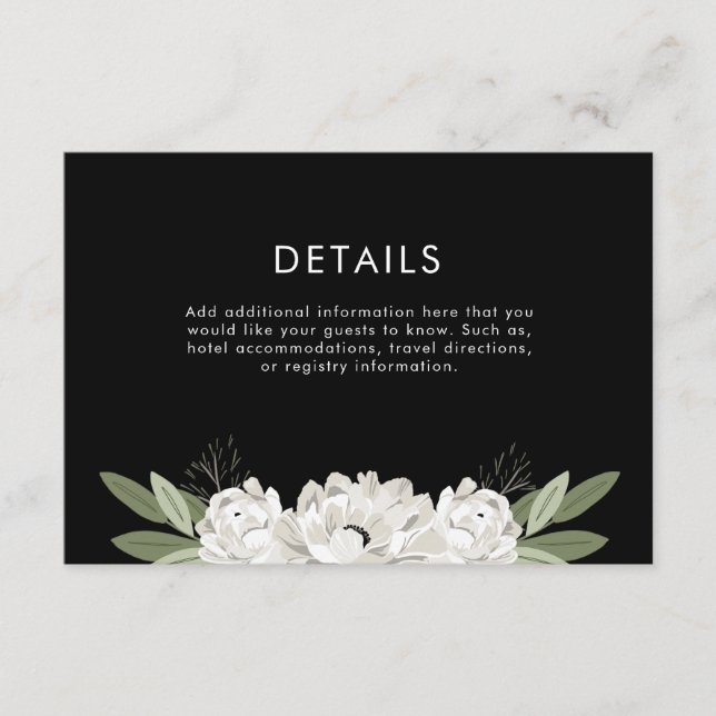 Carte D'accompagnement Détails des ressorts Mariages floraux (Devant)