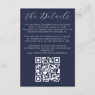 Carte D'accompagnement Détails d'invitation de mariage bleu marine