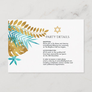 Carte D'accompagnement Détails du Bat mitzvah Tropical turquoise et Gold