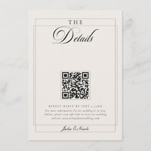 Carte D'accompagnement Détails du code QR de calligraphie en ivoire noir
