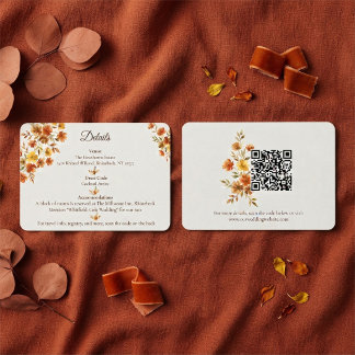 Carte D'accompagnement Détails du code QR de mariage aux fleurs sauvages