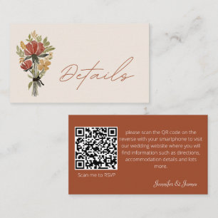 Carte D'accompagnement Détails du code QR de Terracotta Fleur sauvage sim