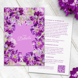 Carte D'accompagnement Détails du mariage à fleurs violet stock avec code