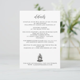 Carte D'accompagnement Détails du Mariage au Feu de Camp