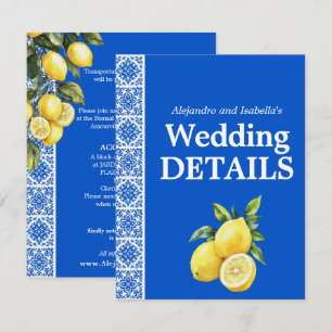 Carte D'accompagnement 💙🍋 Détails du Mariage Azul & Limone Romance