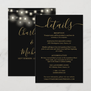 Carte D'accompagnement Détails du Mariage Black And Gold