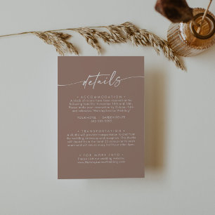 Carte D'accompagnement Détails du Mariage Boho Chic Neutral Taupe