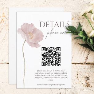 Carte D'accompagnement Détails du Mariage Boho fleur sauvage avec code QR