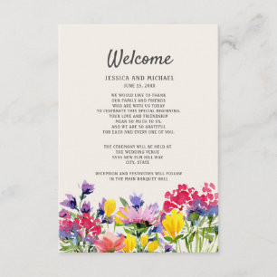 Carte D'accompagnement Détails du mariage Boho Watercolor Fleurs sauvages