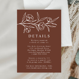 Carte D'accompagnement Détails du Mariage Brown floral esquissé