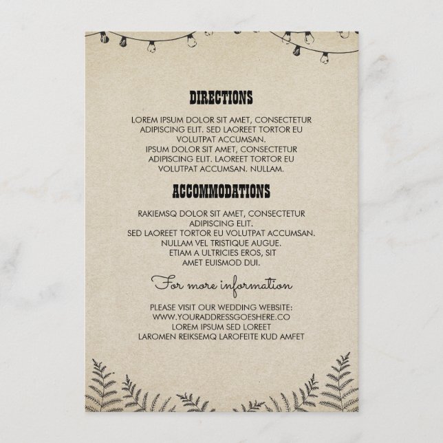 Carte D'accompagnement Détails du mariage campagnard - Informations - Ins (Devant)