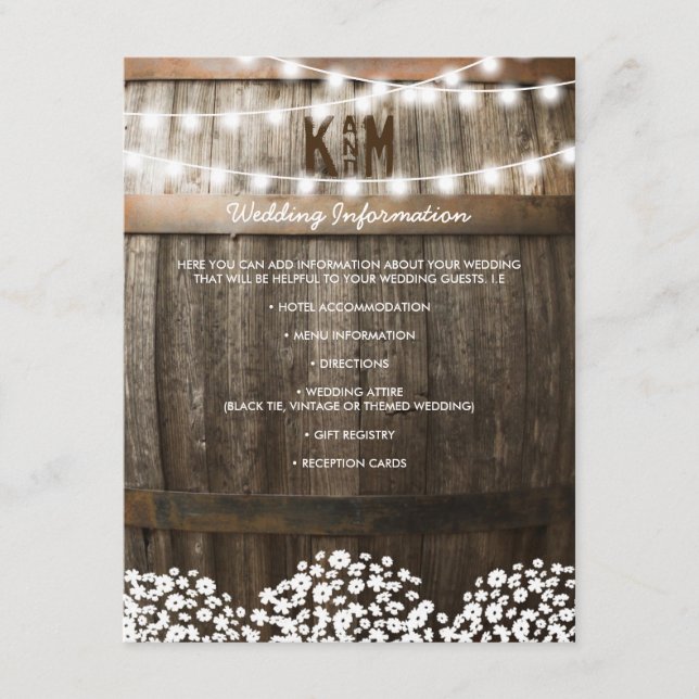 Carte D'accompagnement Détails du Mariage campagnard rustique | Chaîne de (Devant)
