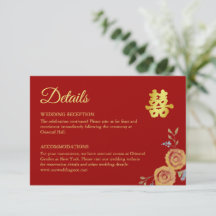 Détails du mariage chinois à fleurs orange rouge