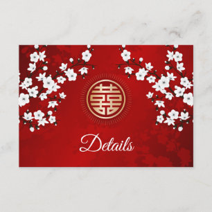 Carte D'accompagnement Détails du Mariage chinois White Cherry Blossom