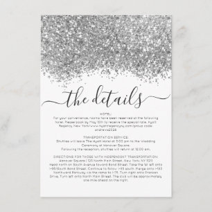 Carte D'accompagnement Détails du Mariage Confetti Parties scintillant bl