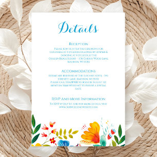Carte D'accompagnement Détails du Mariage couleur Fleur sauvage aquarelle
