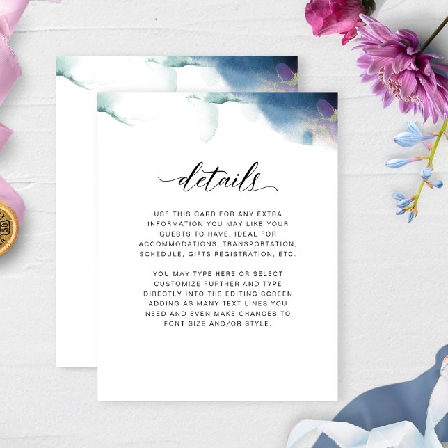 Carte D'accompagnement Détails du mariage, couleur pourpre, bleu et Turqu (Créateur téléchargé)