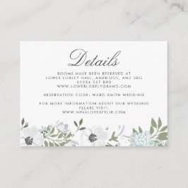 Carte D'accompagnement Détails du Mariage d'anémone vintage