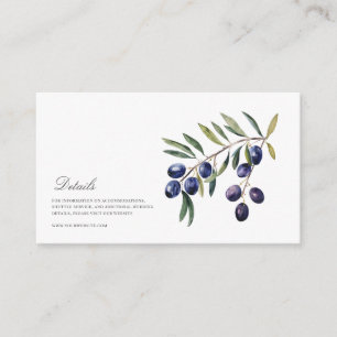 Carte D'accompagnement Détails du Mariage d'aquarelle méditerranéenne