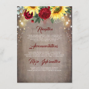 Carte D'accompagnement Détails du Mariage de automne Sunflower et Red Ros