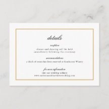 Détails du Mariage de bordure or élégant Script
