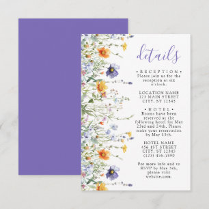 Carte D'accompagnement Détails du Mariage de champ fleur sauvage