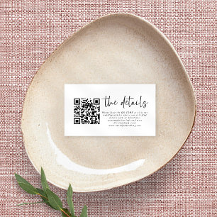 Carte D'accompagnement Détails du Mariage de code QR couleur simple