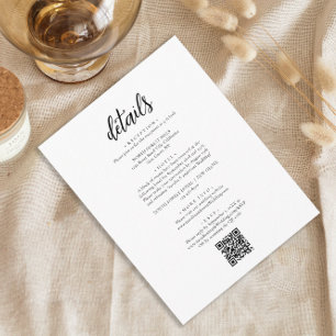Carte D'accompagnement Détails du Mariage de code QR de script simple et