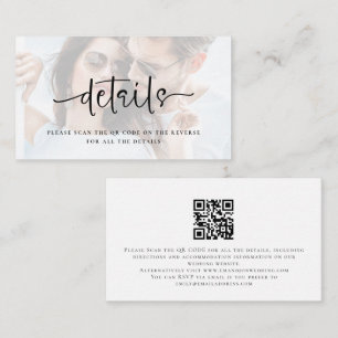 Carte D'accompagnement Détails du Mariage de code QR du script de superpo