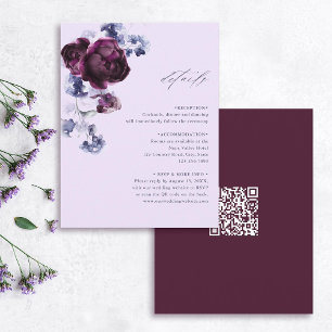Carte D'accompagnement Détails du Mariage de code QR floral violet et ind
