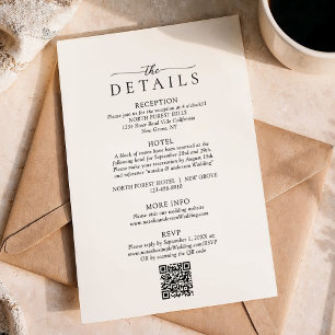 Carte D'accompagnement Détails du Mariage de code Qr minimaliste moderne