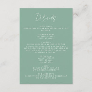 Carte D'accompagnement Détails du Mariage de coordonnées vertes