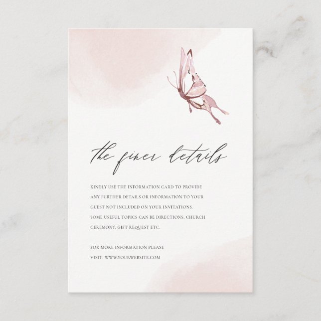 CARTE D'ACCOMPAGNEMENT DÉTAILS DU MARIAGE DE COULEUR D'EAU BLANCHE CUTE (Devant)