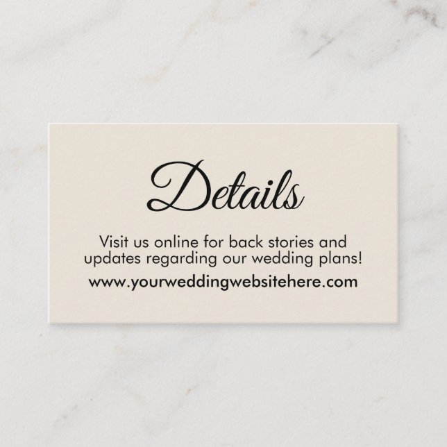 Carte D'accompagnement Détails du Mariage de crème simple et élégant (Devant)