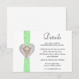 Carte D'accompagnement Détails du Mariage de dentelle verte Unicorn