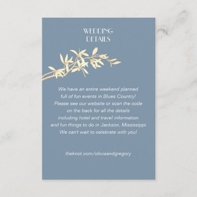 Carte D'accompagnement Détails du Mariage de fleurs intemporel (Devant)