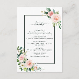 Carte D'accompagnement Détails du Mariage de fleurs roses