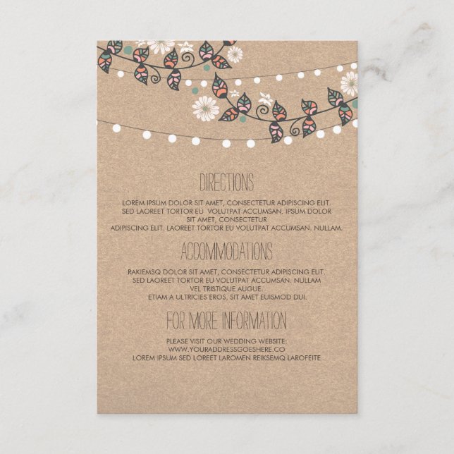 Carte D'accompagnement Détails du Mariage de la branche lumière - Informa (Devant)