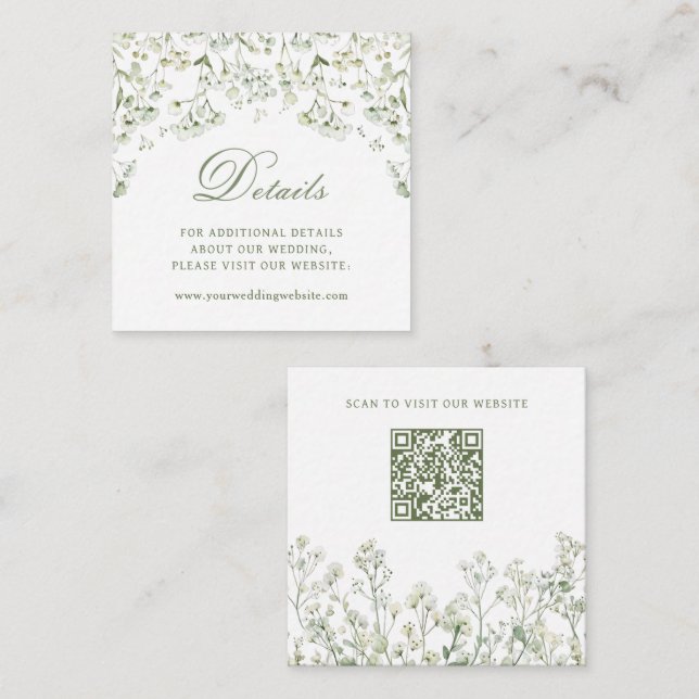 Carte D'accompagnement Détails du Mariage de la respiration du bébé Site  (Devant / Derrière)