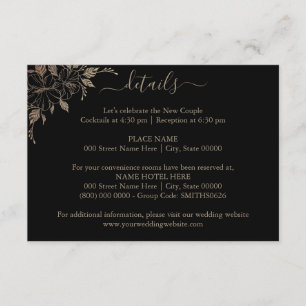 Carte D'accompagnement Détails du Mariage de lignes florales Insérer une 