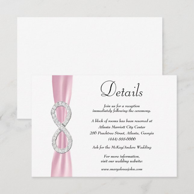 Carte D'accompagnement Détails du Mariage de l'Infinité du diamant rose R (Devant / Derrière)
