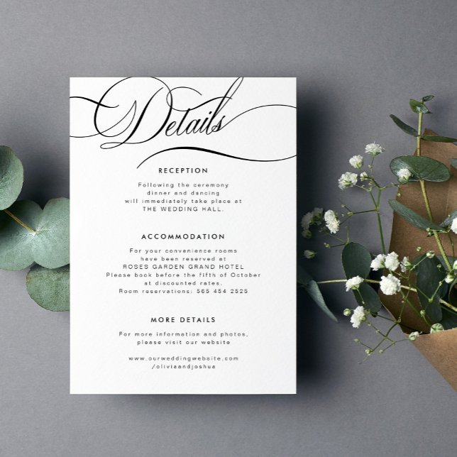 Carte D'accompagnement Détails du mariage de l'invité avec une belle écri (Créateur téléchargé)