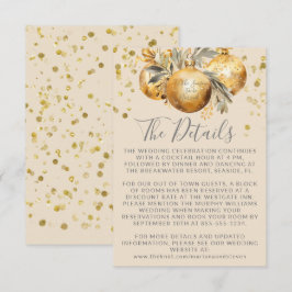 Carte D'accompagnement Détails du Mariage de Noël en beige or