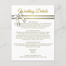 Carte D'accompagnement Détails du Mariage de ruban blanc et or