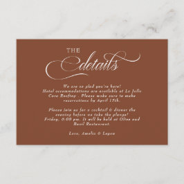 Carte D'accompagnement Détails du Mariage de script